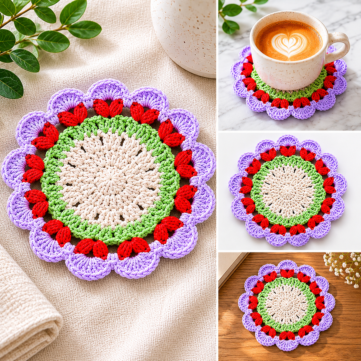 3D Rose Coaster Crochet Pattern