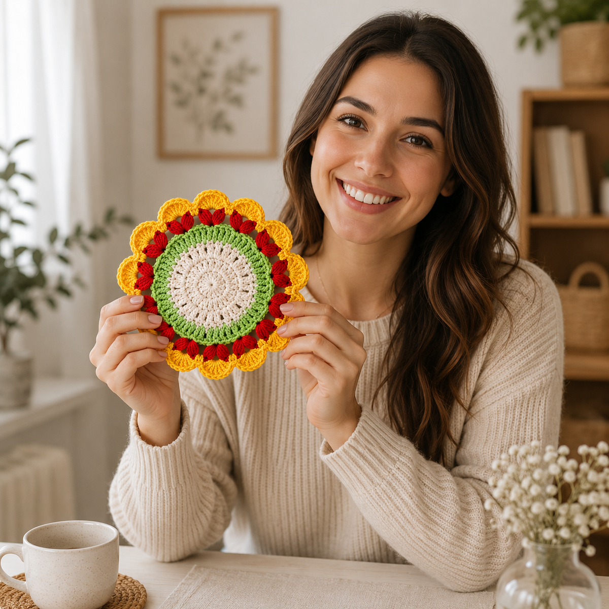 3D Rose Coaster Crochet Pattern