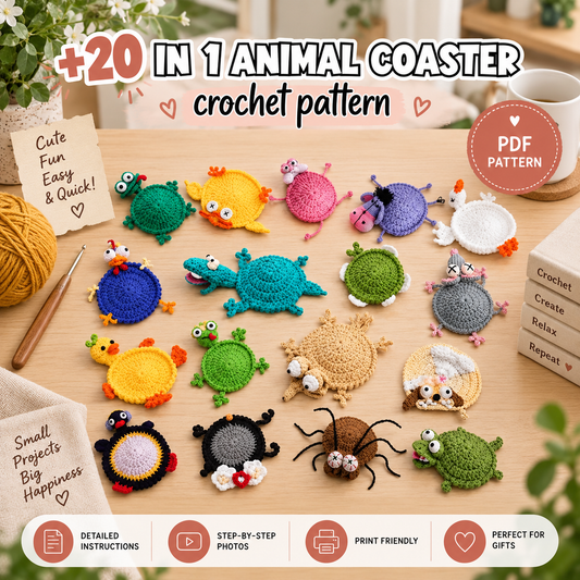 20-in-1 Animal Crochet Coaster Pattern