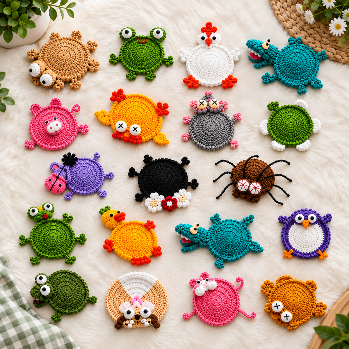 20-in-1 Animal Crochet Coaster Pattern