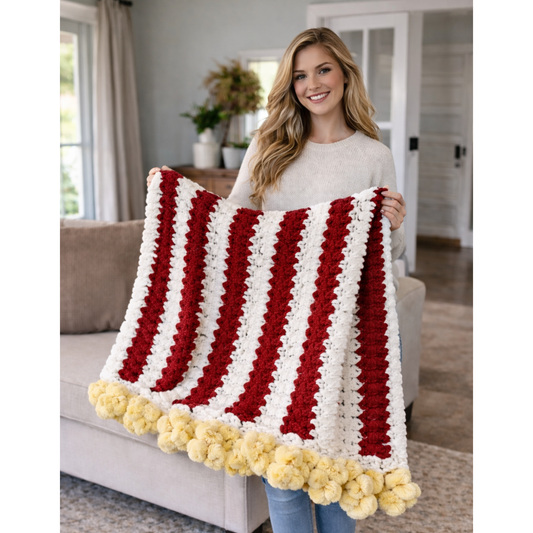 Popcorn Bucket Blanket Crochet Pattern