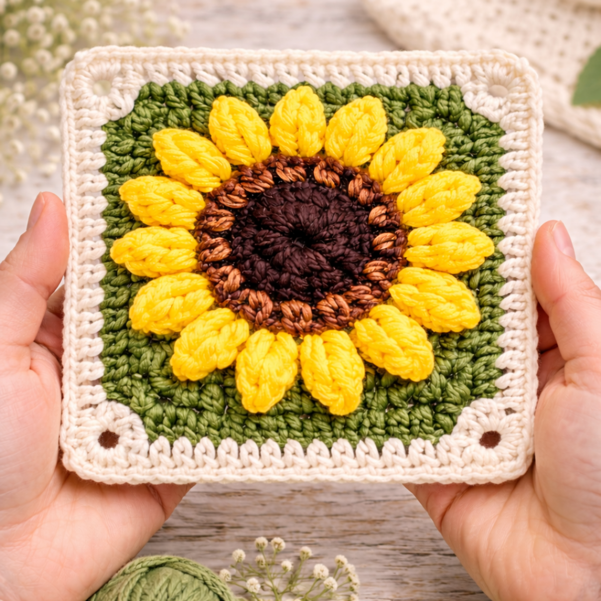 Sunflower Granny Square Crochet Pattern