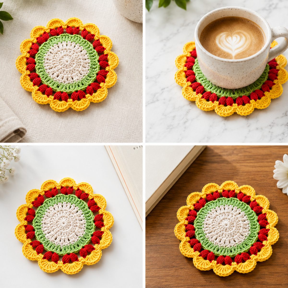 3D Rose Coaster Crochet Pattern
