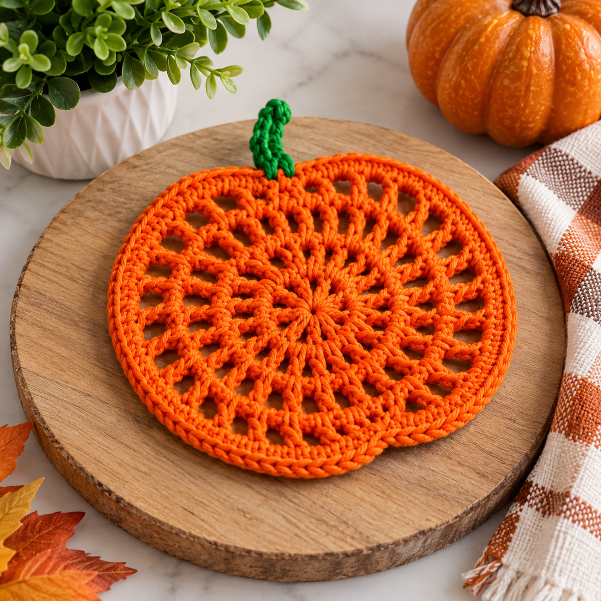 Pumpkin Coaster Set Crochet Pattern + Video Tutorial